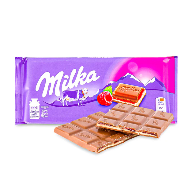 Authentic Milka Raspberry 100g - German Chocolate Bars with Raspberry Filling - Image 3