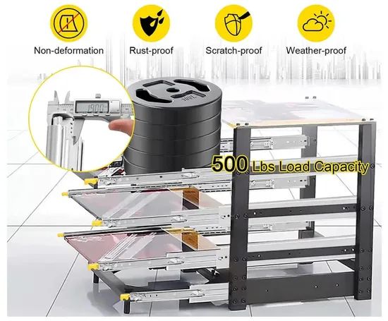 Heavy Duty Drawer Slides 200 Lbs Capacity Full Extension Ball Bearing Sliding Rails 8-40 Inch Tool Box Glides - Image 1