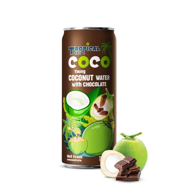 Coconut water mix Chocolate drink packing in 330ml can support free OEM/ODM service - Image 1