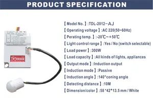 Tdl-2012 Motion Sensor Light Switch 12V/220V Mini Position Signal Indoor 360 Degree Ceiling Mounted PIR Motion Detector Sensor - Image 4