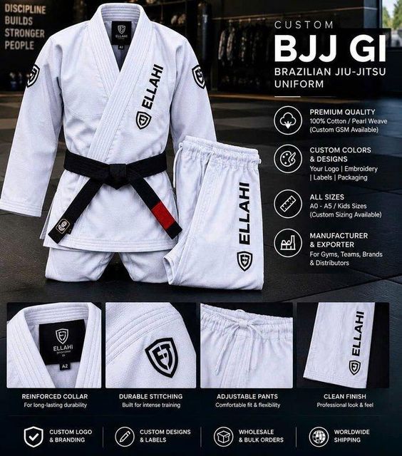 Custom Brazilian Jiu-Jitsu Gi (BJJ Gi) – 100% Cotton Pearl Weave | Customizable - Image 1