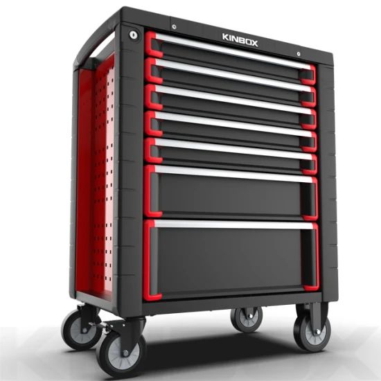 Kinbox 185PCS Other Hand Tools Kit 7 Drawer Red Black 67/71kg DIN 125x30mm Ball Bearing Slide Central Lock - Image 1