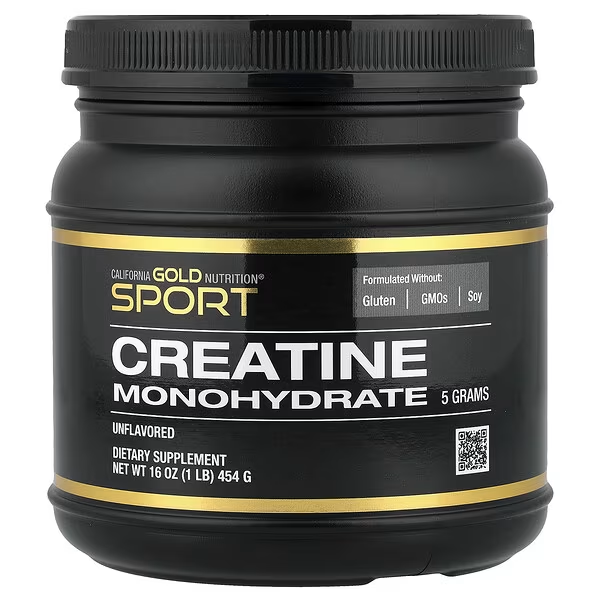 California Gold Nutrition, Sport, Pure Creatine Monohydrate, Unflavored, 1 lb (454 g) - Image 1