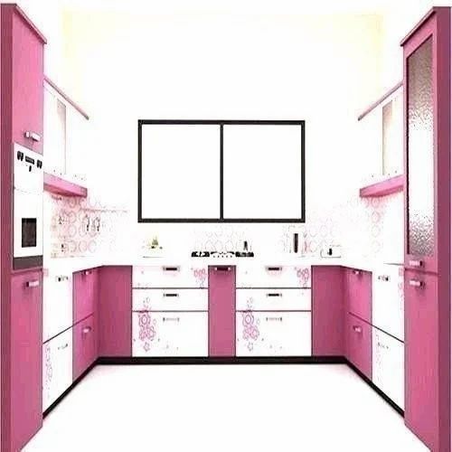 Pvc Membrane Modular Kitchen Open With Drawing Room Material Wooden Appearance Modern Kitchen Design U- - Image 5