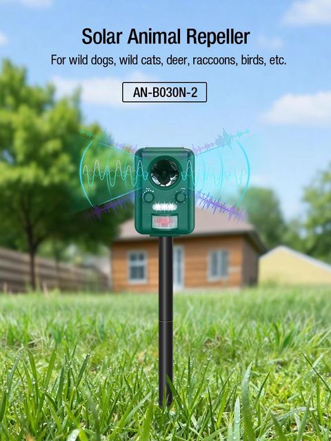 AOSION® Ultrasonic Solar Animal Repellent For Cat Bird Dog Fox AN-B030N-2 - Image 1