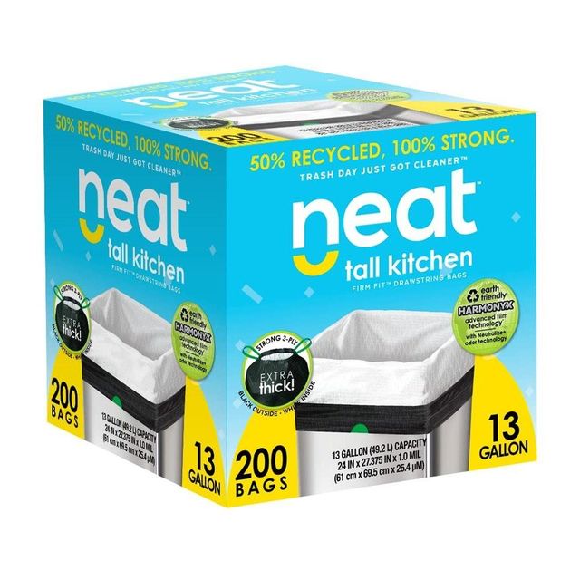 Neat Tall Kitchen 13 Gallon Drawstring Trash Bags Heavy Duty Leak-Resistant Garbage Bags - Image 3