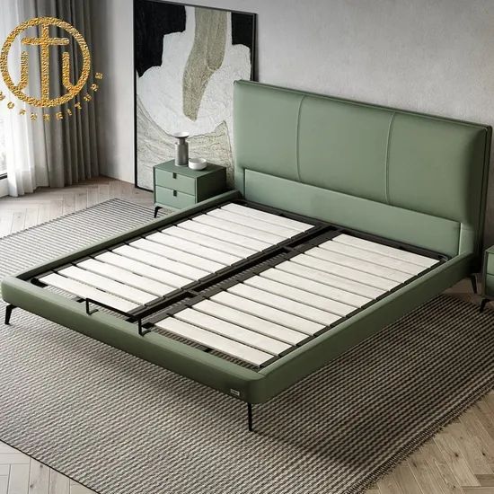 Italian Minimalist Leather Master Bedroom Modern Simple Double Bed - Image 2