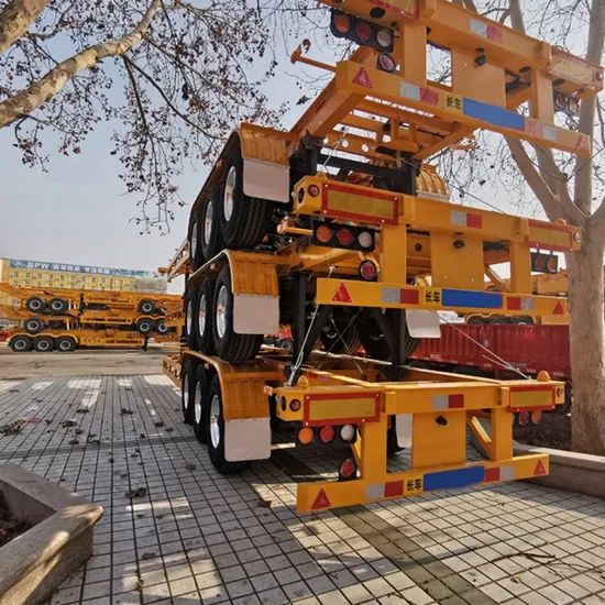 Durable 3-Axle 20FT 40FT Shipping Chassis Semi Trailer Tread 1820mm Shape Flatbed Condition New Material Steel Origin - Image 3