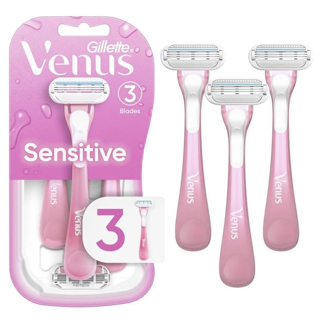 Gillette Venus Sensitive Disposable Razor Women, 3 Women's Razors with Comfort Blades, Dermatologically Tested Razor for Sensitive Skin - Image 1