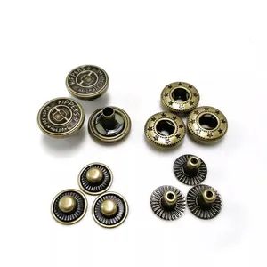 Nickel Free Anti-Rust 15mm Metal Snap Buttons 4 Parts for Garment - Image 1