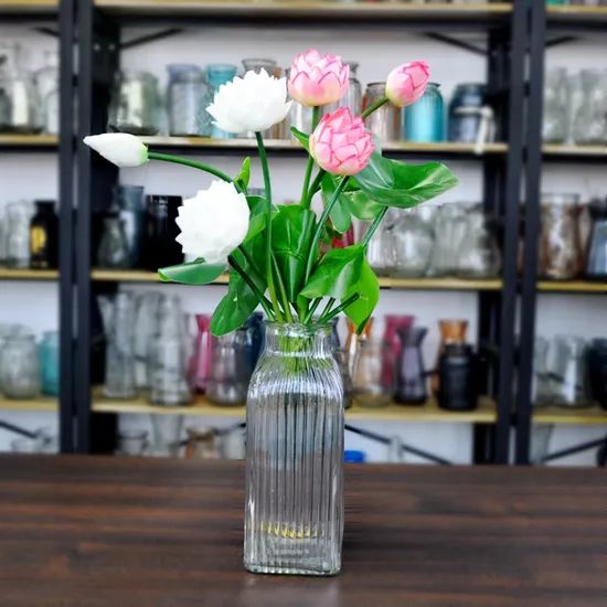 Home Decoration Square Creative Hydroponic Clear Glass Vase - Image 1