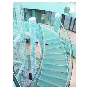 Glass Tread Spiral / Curved Staircase Round Spiral Stairs with Glass Railing - Image 3