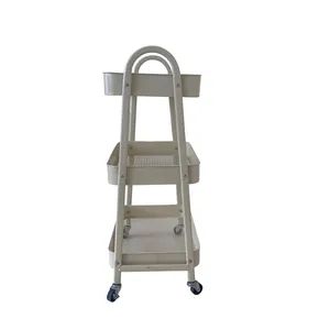 3-Layer Metal Practical Service Cart Rolling Storage Shelf Rack Storage Cart Design - Image 3