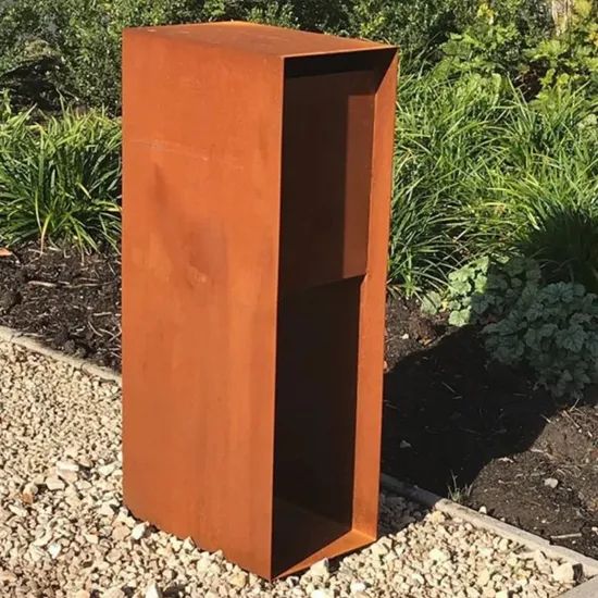 Corten Steel Standing Mailbox Home Metal Letter Boxes with Key Lock - Image 4