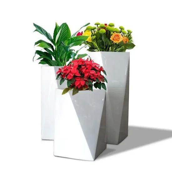 Fiberglass Composite Material Geometric Garden Flower Pots Shape Round Size Medium Origin China Model NO. H183 Trademark - Image 3