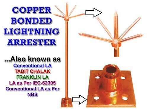 Conventional Copper Lightning Conductor Brand SABO Color Copper Type 5 Spikes Poles Number Spikes type Arrester Type - Image 3