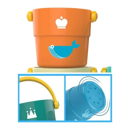 Water Bucket Stacking Cup Toys Bath Time Fun - Image 3
