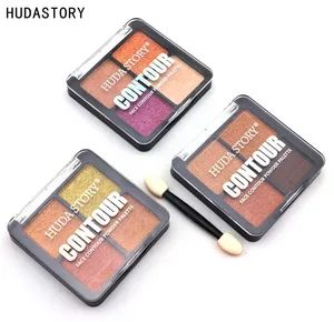 4 Color Eyeshadow Tray Earth Color Pearl Matte Scallion Powder Glitter Makeup Set - Image 3