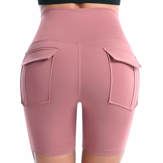 Womens Quick-Dry Yoga Shorts Sports Fitness Running Pants with Pockets - Image 3