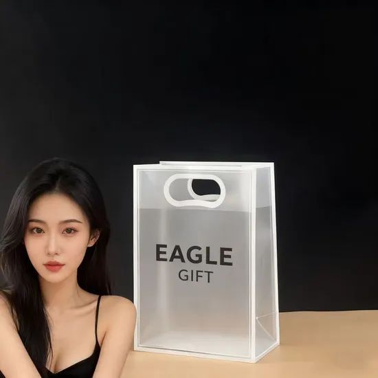 Custom Square Bottom PP Transparent Clothing Gift Tote Bags Promotional Handbag for Packing - Image 6