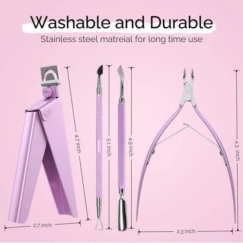 Acrylic Nail Clipper 4 in 1 Kit Pink - Image 4