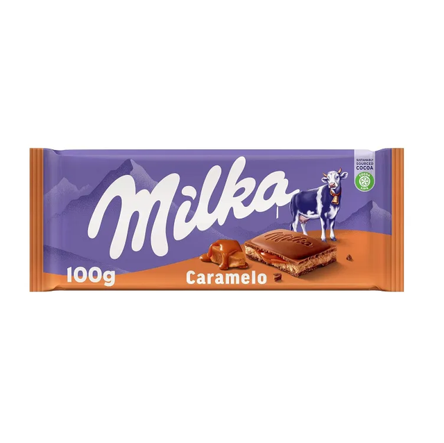 Milka Caramel 100% Alpine Milk Chocolate original and imported 100 g - Image 1