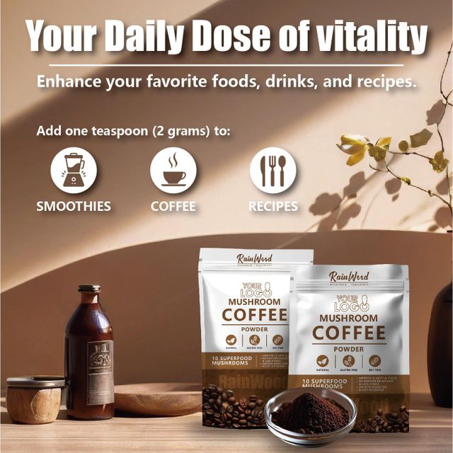 Pravate Label Colombian Sourced Beans Coffee 10 Mushroom Blend with Lion's Mane and Cordyceps Mushroom Coffee - Image 3