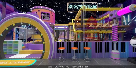 Commercial Indoor Playground Slide with Rope Course Trampoline - Image 2