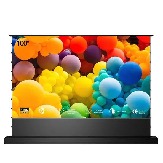 100 Inch Ambient Light Rejecting Floor Rising Electric Projector Screen ...
