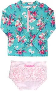 Baby Upf 50+ Zipper Rash Guard Swimsuit Set - Image 6