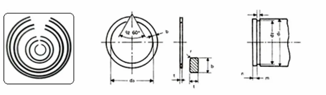 Retainer Rings of Shaft Use C Minimum Radius 0.3 Basic Thickness 1.2 Basic Diameter 18.7 Basic Diameter D4 22 Basic Diameter D2 - Image 1
