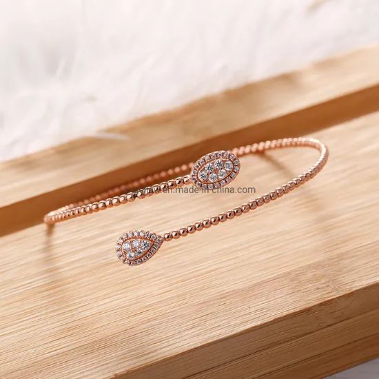 Fashion Classic Design S925 Sterling Silver Rose Gold Plated CZ Chain Bangle - Image 2