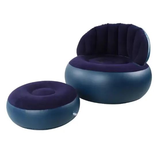 New Outdoor Single Inflatable Relax Air Sofa Chair Design with Foot-Rest - Image 1