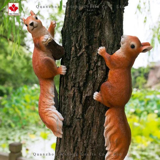 Outdoor Resin Sculpture Garden Decor Simulation Squirrel Tree Hanger - Image 1