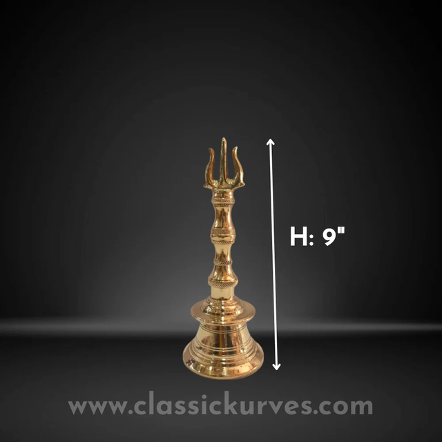 Brass soolam hand bell Purity Yes Color Golden material Brass Brand Classickurves Usage/Application Home Country of Origin Made in - Image 3