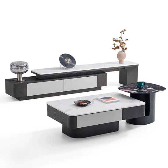 Modern Marble Top Coffee Table with Storage Function and Elegance - Image 6