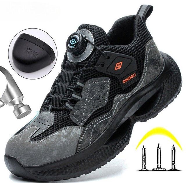 Designer Boots - Rotating Buttons Security Shoes Steel Toe Shoes Puncture-Proof - Image 4