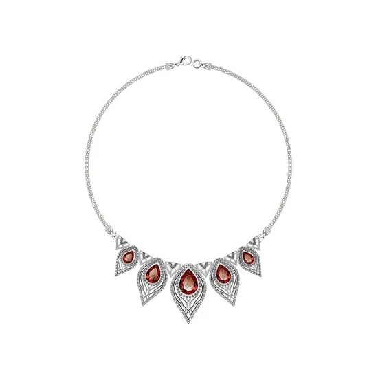 Mysterious Feather Silver Jewelry Set with Ruby Color Silver Shape Animals Style Fashion HS Code 71171900 Trademark - Image 2