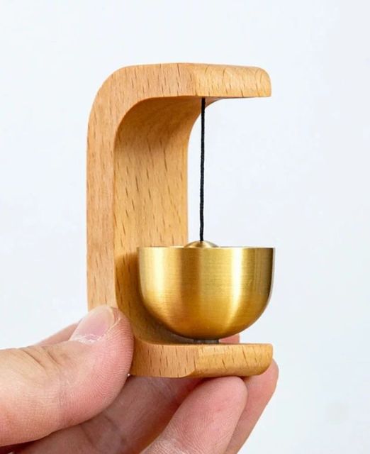 Brass Bell Wooden Handles Weight 100 gm Height 4 inches Length 3 inches Finish Polished Type Wooden Bell Diameter 3 - Image 3