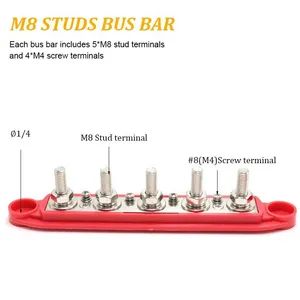 5 Studs M8 Spring Terminal Block Power Distribution Block 12V 300A Bus Barautomotive Marine Battery Junction Block Cover - Image 3