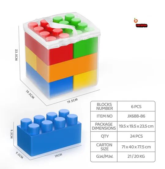 Big Building Block Set, Large 6 Pieces Building Bricks, - Image 1