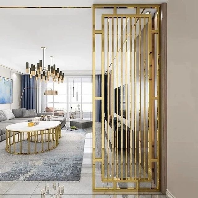 Golden Stainless Steel Gold Finish Wall Divider, 1 Panel, Polished - Image 2