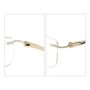 Tc-009 Sleek Gold Titanium Rimless Eyeglasses Elegant Rimless Optical Frames - Image 2