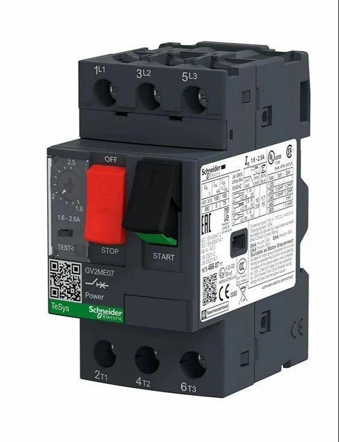 25A Schneider GV2ME07 MPCB 1 1000 2 2000 Current Rating 25A Number of Poles Triple Pole Country of Origin Made in India Breaking Capacity 100 Ka At 400 - Image 2