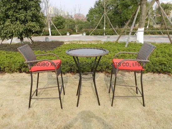 3 Piece Outdoor Modern Dining Room Wicker Rattan Furniture Set - Image 2