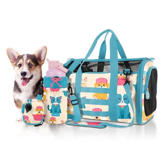 Durable Nylon PU & Polyester Lining Customized Foldable Portable Pet Carrier - Image 1