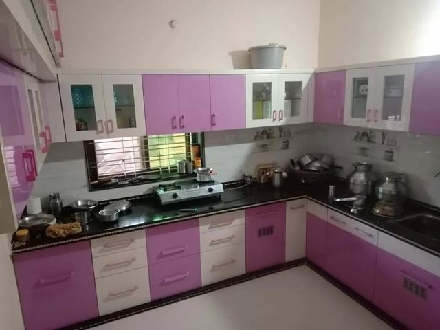 U Shape Modular Kitchen Colour Yellow Material Wooden Appearance Modern Kitchen Shape U Shape Kitchen Design U-Shape Door Finishing - Image 5