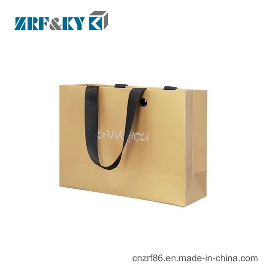 Custom Printed Cardboard Shopping Paper Bags with Flat Rivet Handle - Image 2