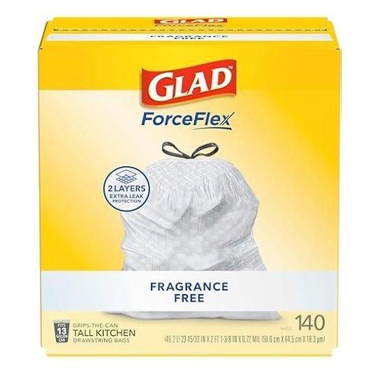 Glad Tall Kitchen Drawstring Trash Bags - Odorshield 13 Gallon White Trash Bag, Febreze Fresh Clean, 110 Count - Image 2