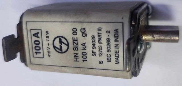 L And T Make Hrc Fuse Link, White, 415VAC Power 100A Color White Brand L & T Voltage 415VAC Material HRC fuse Fuse Voltage - Image 2